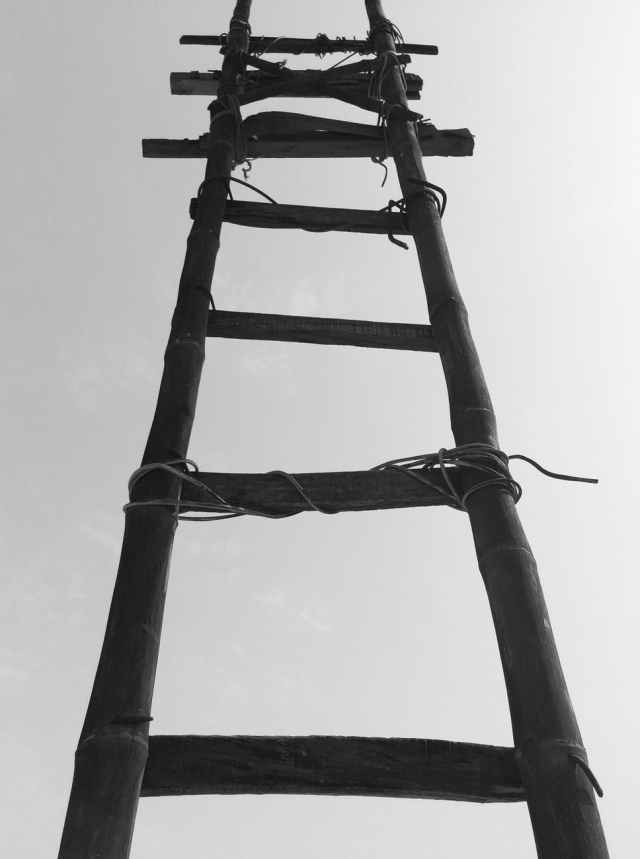 ladder wood blackandwhite old